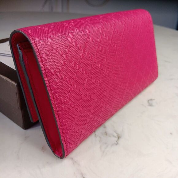 Gucci Pink Diamante Leather Long Bi-Fold Wallet W/Box - Picture 5 of 13